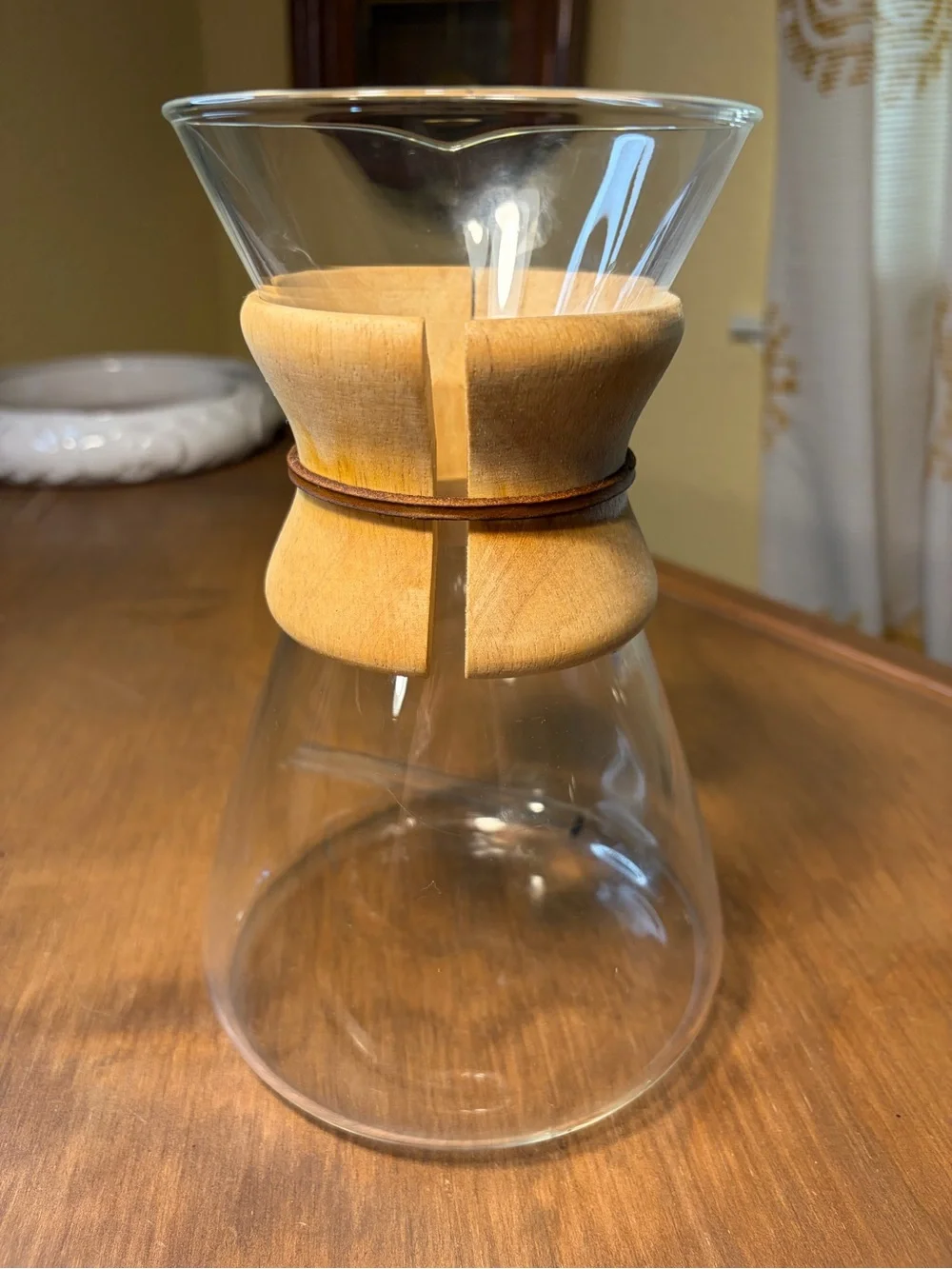 Pour Over Coffee Maker w/ Wood Collar Glass Carafe Only Classic Design 4-6 cup